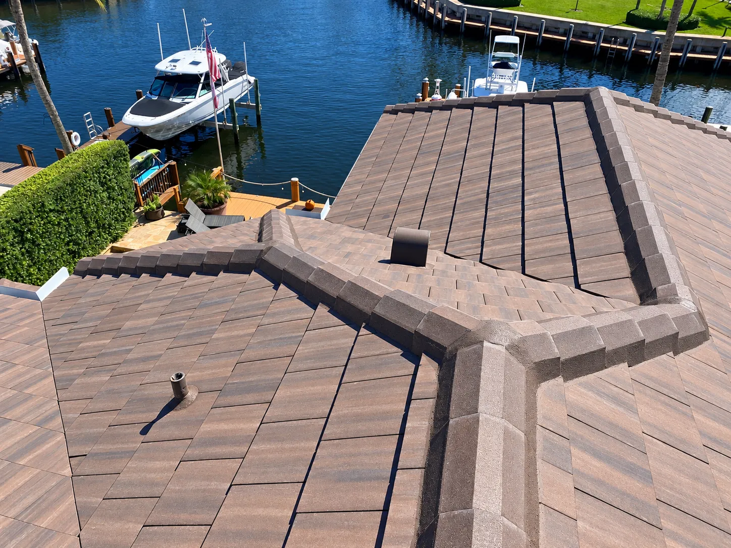 Chestnut-colored roof tiles