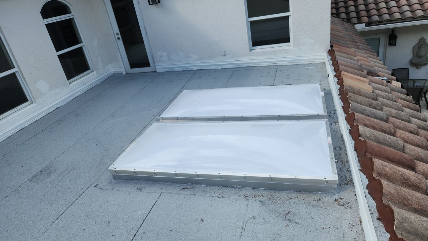 Completed Boca Raton flat roof with custom oversized skylight