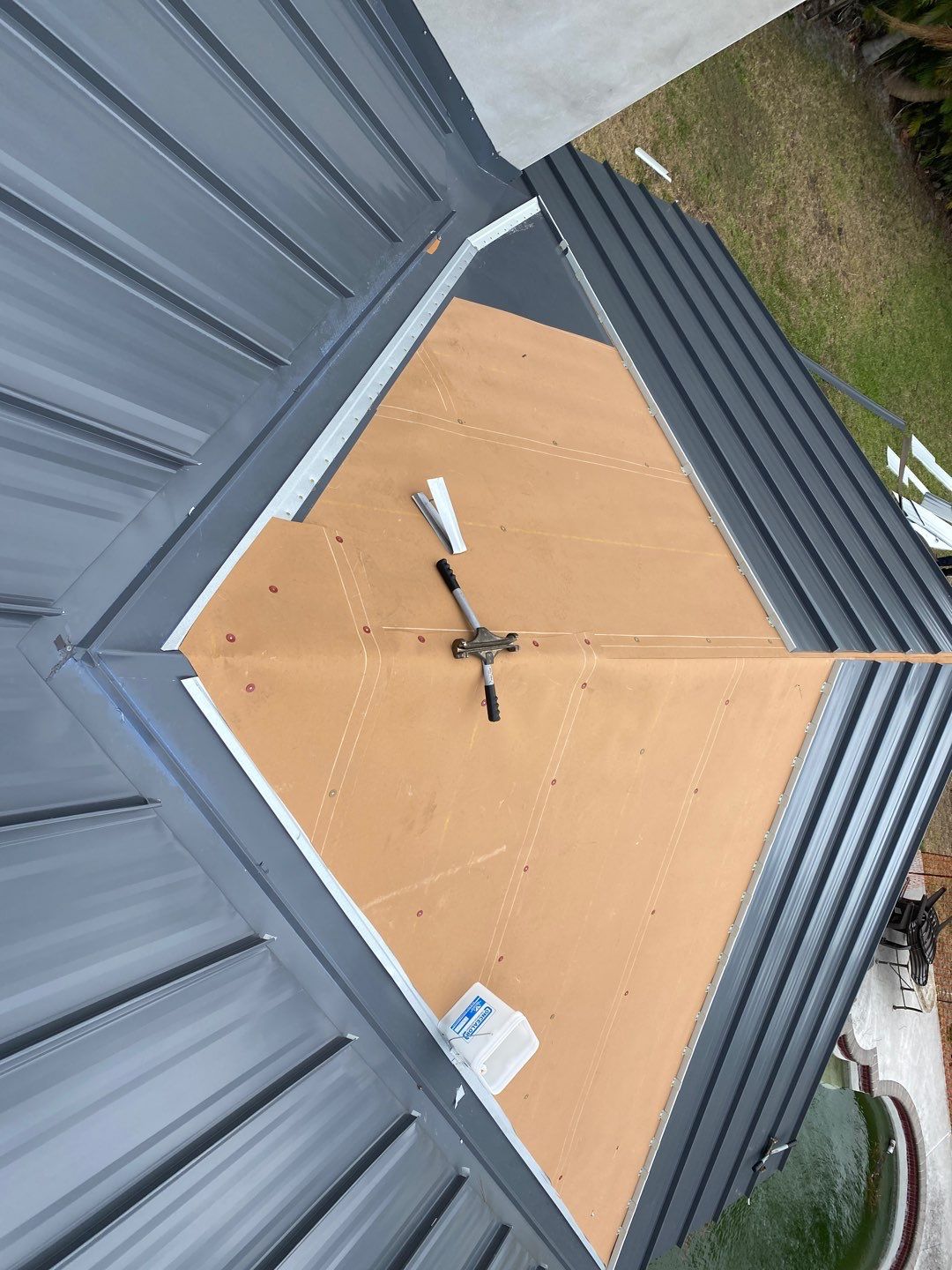 Completed metal roof valley detail