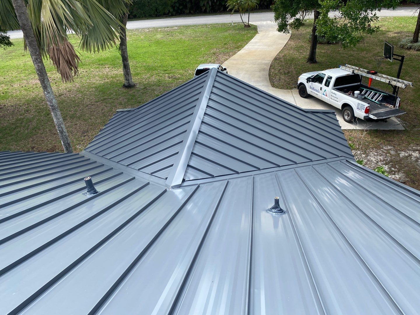 Completed standing seam metal roof project in West Palm Beach