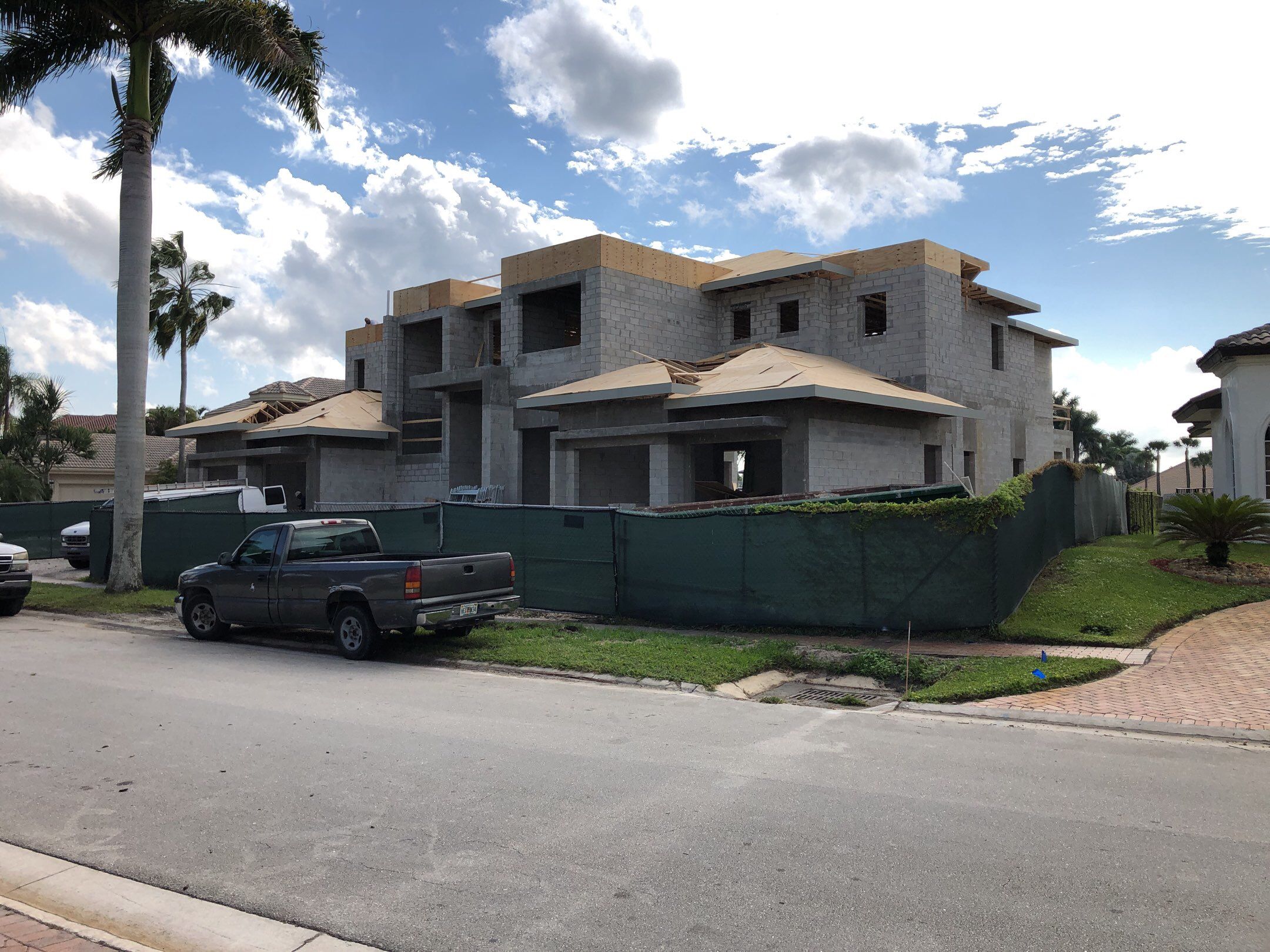 Boca Raton residence during new construction with roof decking visible